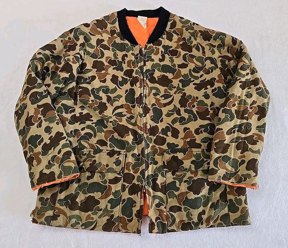 Vtg 60s 70s Reversible Frog Skin Camo Hunting Jacket Mens Sz XL Outdoor Gorpcore